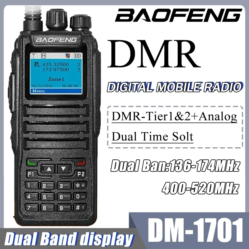 

Baofeng DMR DM 1701 Digital Walkie Talkie Dual Mode Analog Two Way Radio Open GD77 Dual Time Slot Tier 1 2 Ham Radio DR 1801