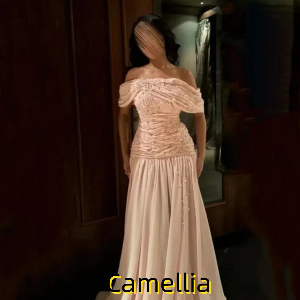 Maßgeschneidertes, exquisites Rüschen-Abendkleid, bezauberndes schulterfreies Ballkleid, sexy Partykleid mit U-Boot-Ausschnitt, فسات • •МДМДМДМДМДМ