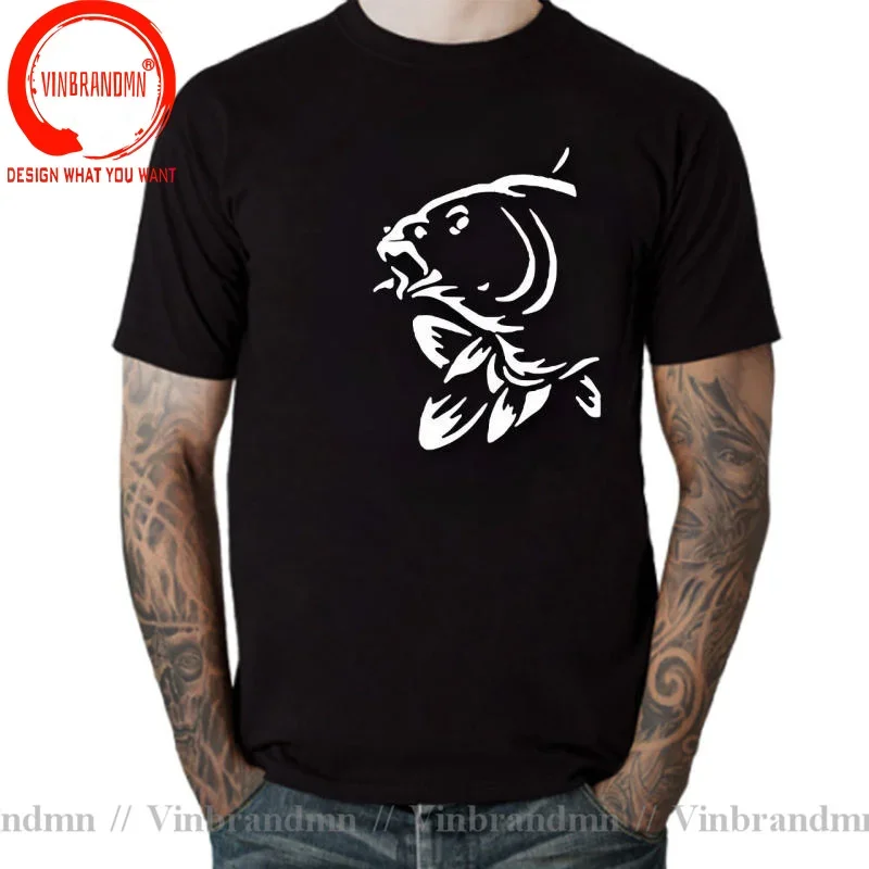 Funny Fishinger Carp Fish Fisherman Sporter T Shirt Men Summer Cotton Harajuku Japanese Koi Fish O Neck Streetwear Black T-shirt