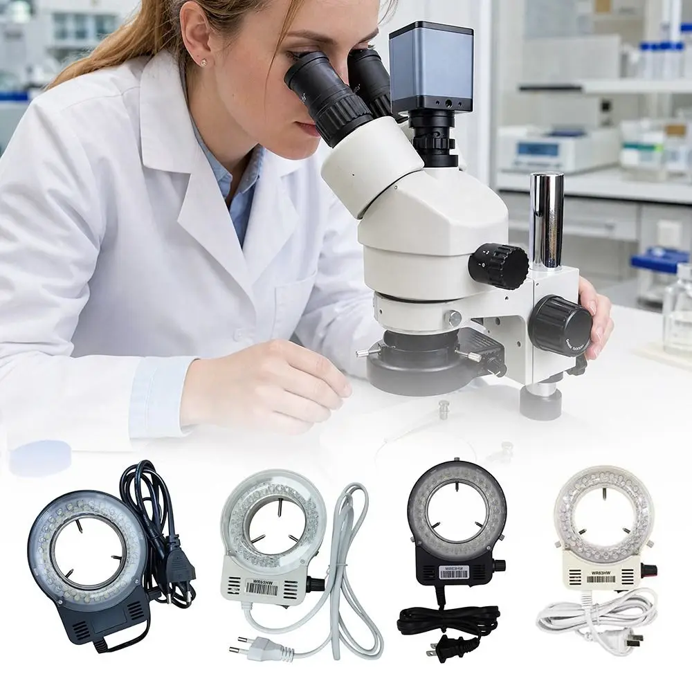 

Industrial AC 90-240V LED Ring Light 56 LED Bubbles Dimmable Magnifier Light Adjustable Illuminator Lamp Binocular