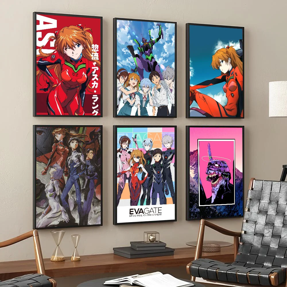 1PC E-evangelion ANIME Poster Self-adhesive Art Waterproof Paper Sticker Coffee House Bar Room Wall Decor