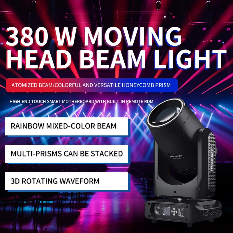 

Светодиодный прожектор 380W Beam Moving Head с RGB-лентой, DMX512, призмой и эффектом Frost для сцены, концертов, свадеб и ночных клубов