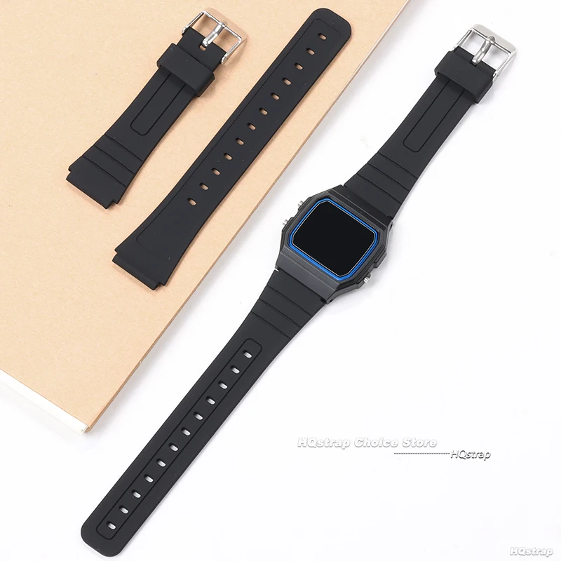 Silicone Watch Strap for Casio W-800H W800H SGW400 F91W F84 F105/108 A158/168 AE1200/1300 F91W 18mm Men Rubber Wrist Bracelet