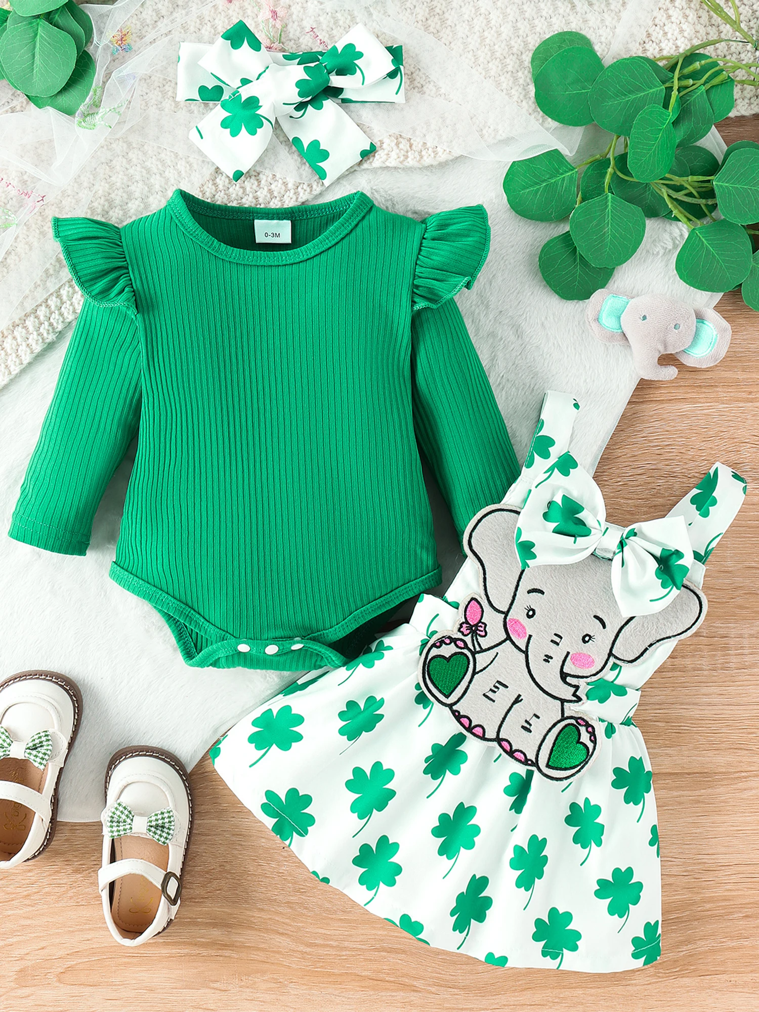 St Patrick s Day Baby Girl Outfit Green Tutu Dress Shamrock Leggings Headband Set Infant Toddler 3 Piece Set