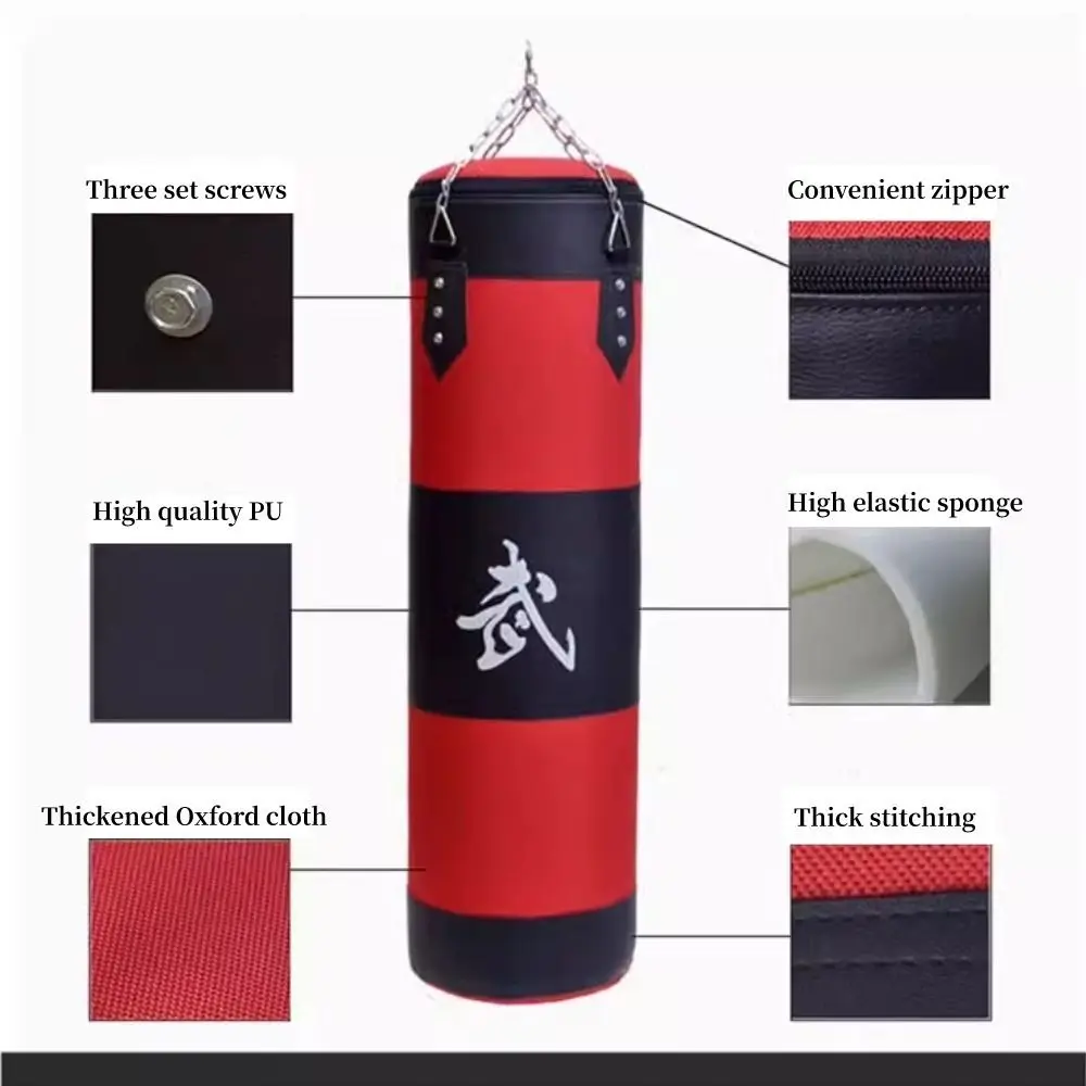 

Durable PU Leather Punching Bag Red Black with Gloves Boxing Sandbag Oxford Cloth Training Bag Adult