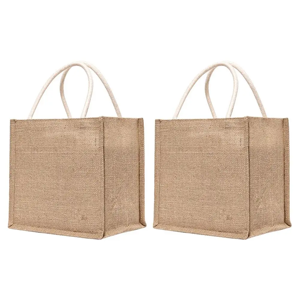

Burlap Tote Bag Linen Shopping Sackcloth Pouch Reusable Grocery Bag Storage Handheld Long Life Washable Eco Friendly Strong