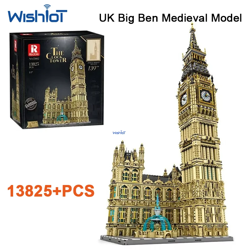 

Reobrix 55012 13825pcs UK Big Ben Medieval Building Blocks Landmark Architecture Modular Construction Bricks Toy Model Kit