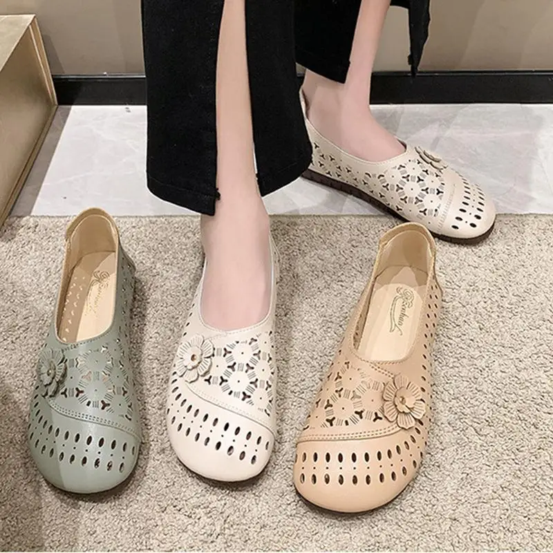 Soft Sole Leather Shoes Casual Fashion Flats Breathable Shoes Slip-on Leisure Walk Shoes Soft-Soled PU Leather Orthopedic