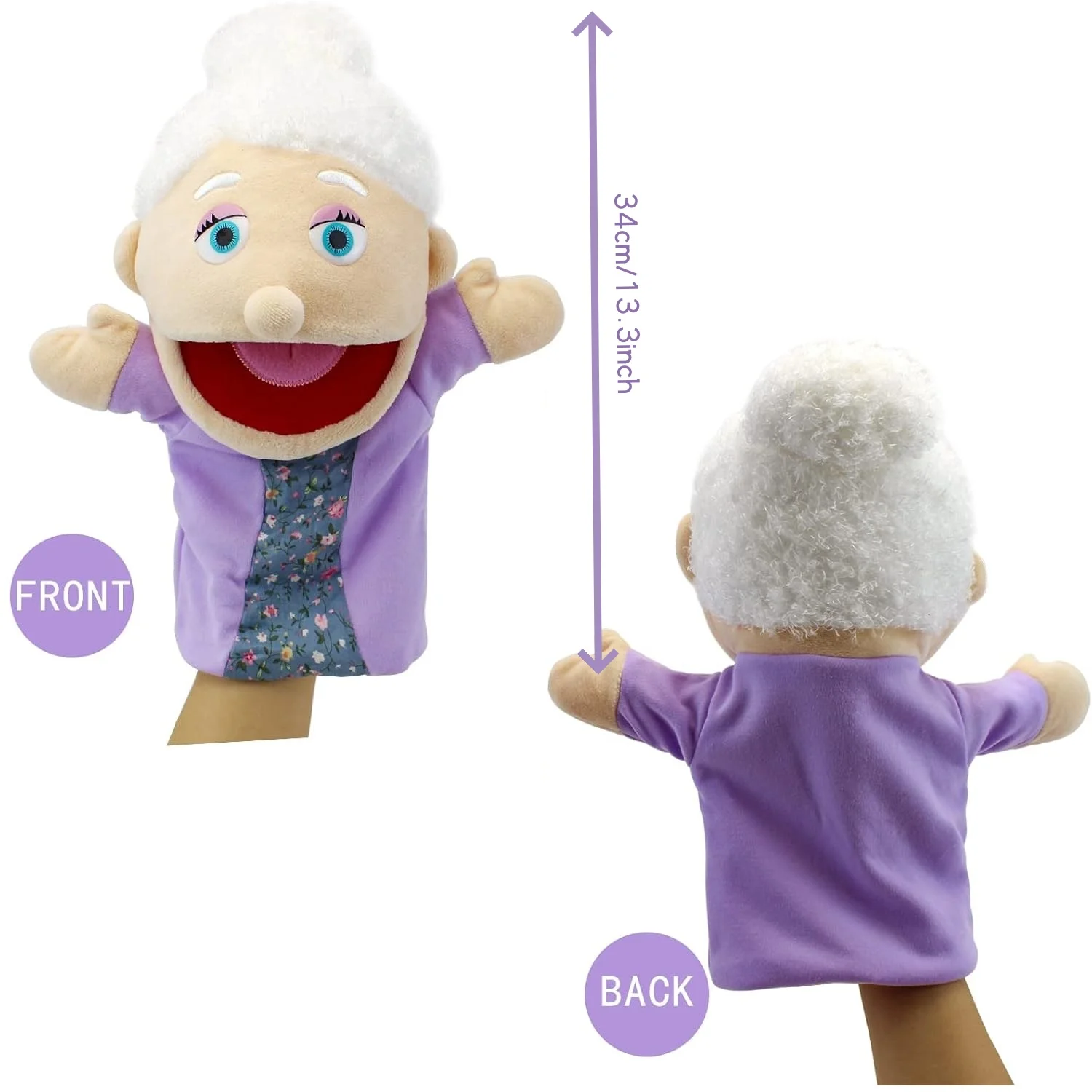 Großvater-Handpuppen – weiche Plüsch-Handpuppen, interaktives Rollenspiel-Spielzeug zum Geschichtenerzählen für Kinder, fantasievolles Spielen