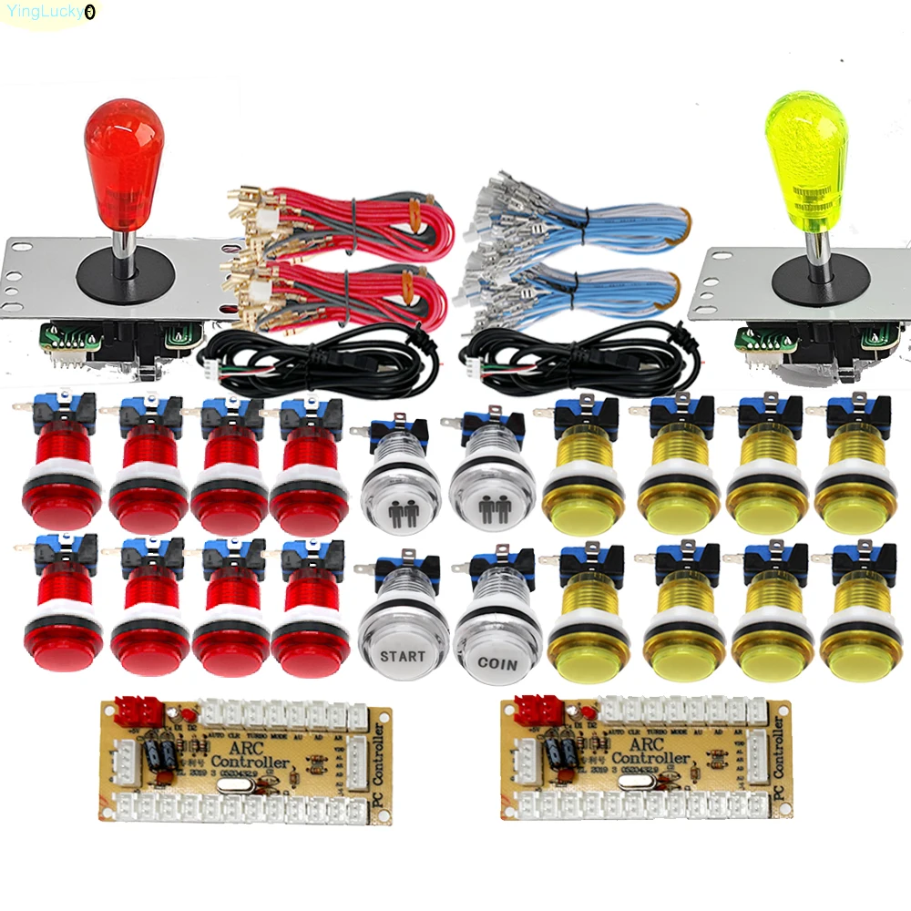 2-speler DIY Arcade Game Kit voor PC Raspberry Pi met LED-drukknoppen Amerikaanse stijl joystick USB-encoderkabels Mame Jamma - afbeelding 1