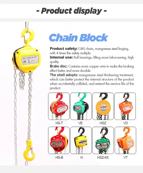 High Grade Indef Chain Pulley Block Pulley Chain Block 1000kg Chain Pulley Block