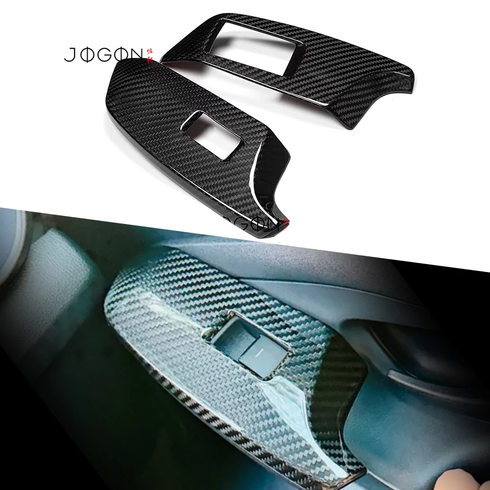

100% Real Carbon Fiber LHD Car Interior Interior Window Switch Lift Button Frame Cover Trim 2Pcs For Toyota GR Yaris 2025 2026