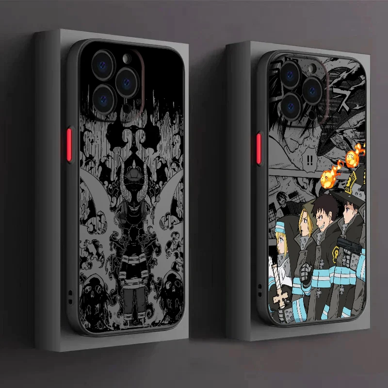 

Anime Cartoon Fire Force Frosted Translucent For Apple iPhone 15 14 13 12 11 XS XR X 8 7 SE Pro Max Plus Mini Funda Phone Case