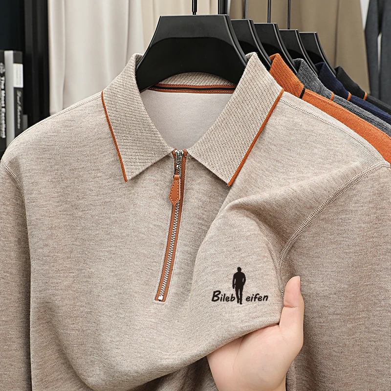 

Luxury Quality Men's Polo Shirt Embroid Hem Slit Hidden Button Short Sleeve Autumn Lapel T-Shirt Business Casual Trend Menswear