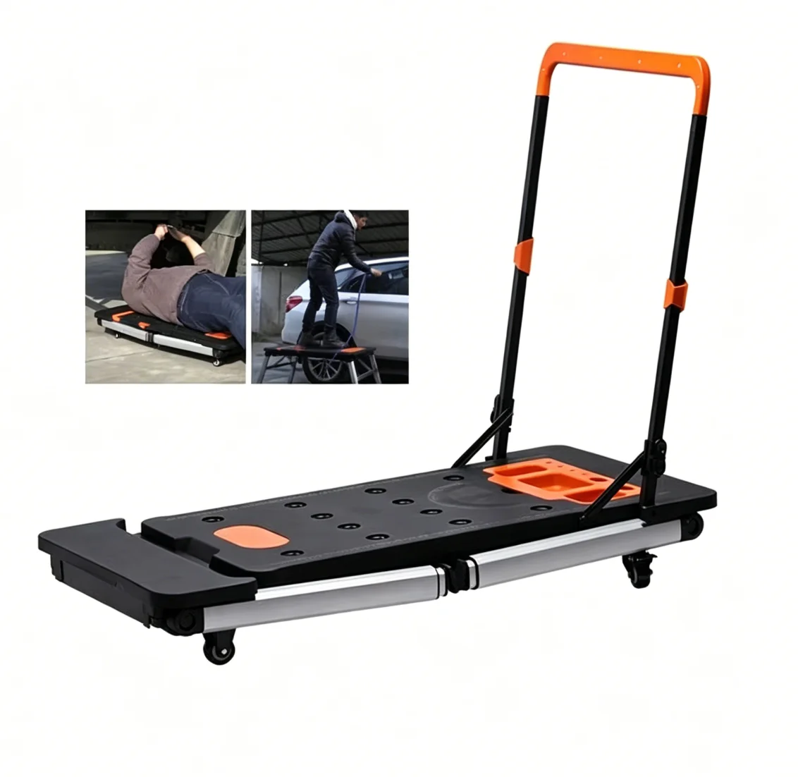 7-in-1 Multi-function Foldable Workbench with Wheels, Portable DIY Woodworking Mobile Utility Cart for Outdoor Construction