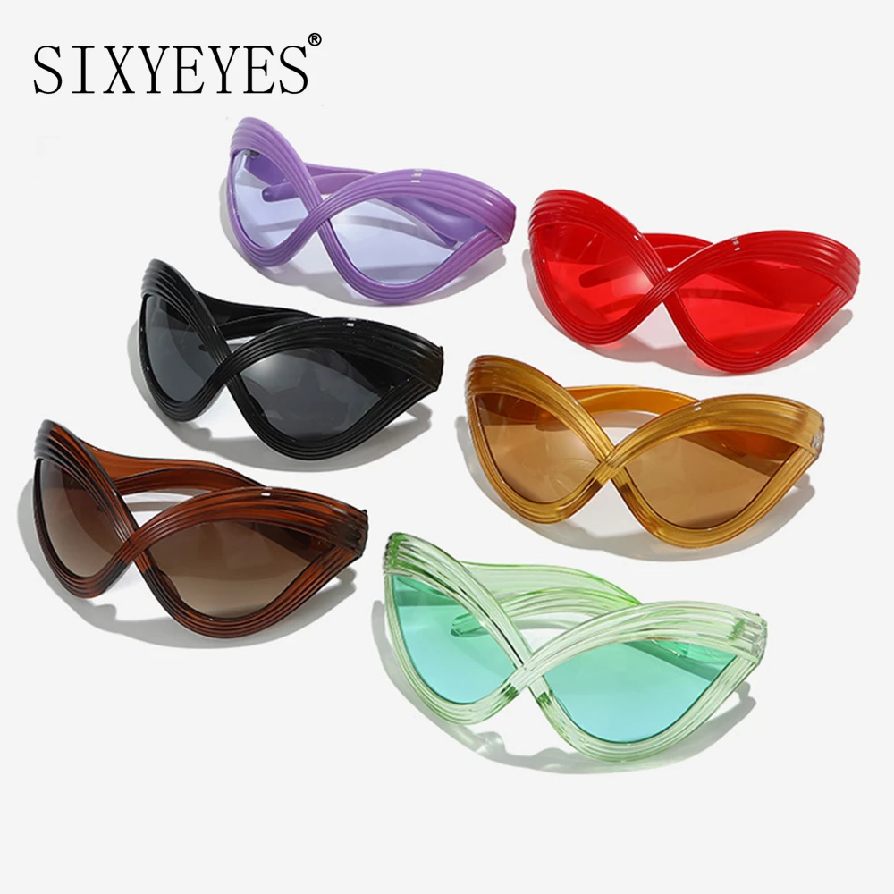 Oversized Cat Eye Sunglasses Goggle Women Men 2000\'s Futuristic Punk Sun Glasses Party Eyewear UV400 Y2k Eyeglass Cool Shades