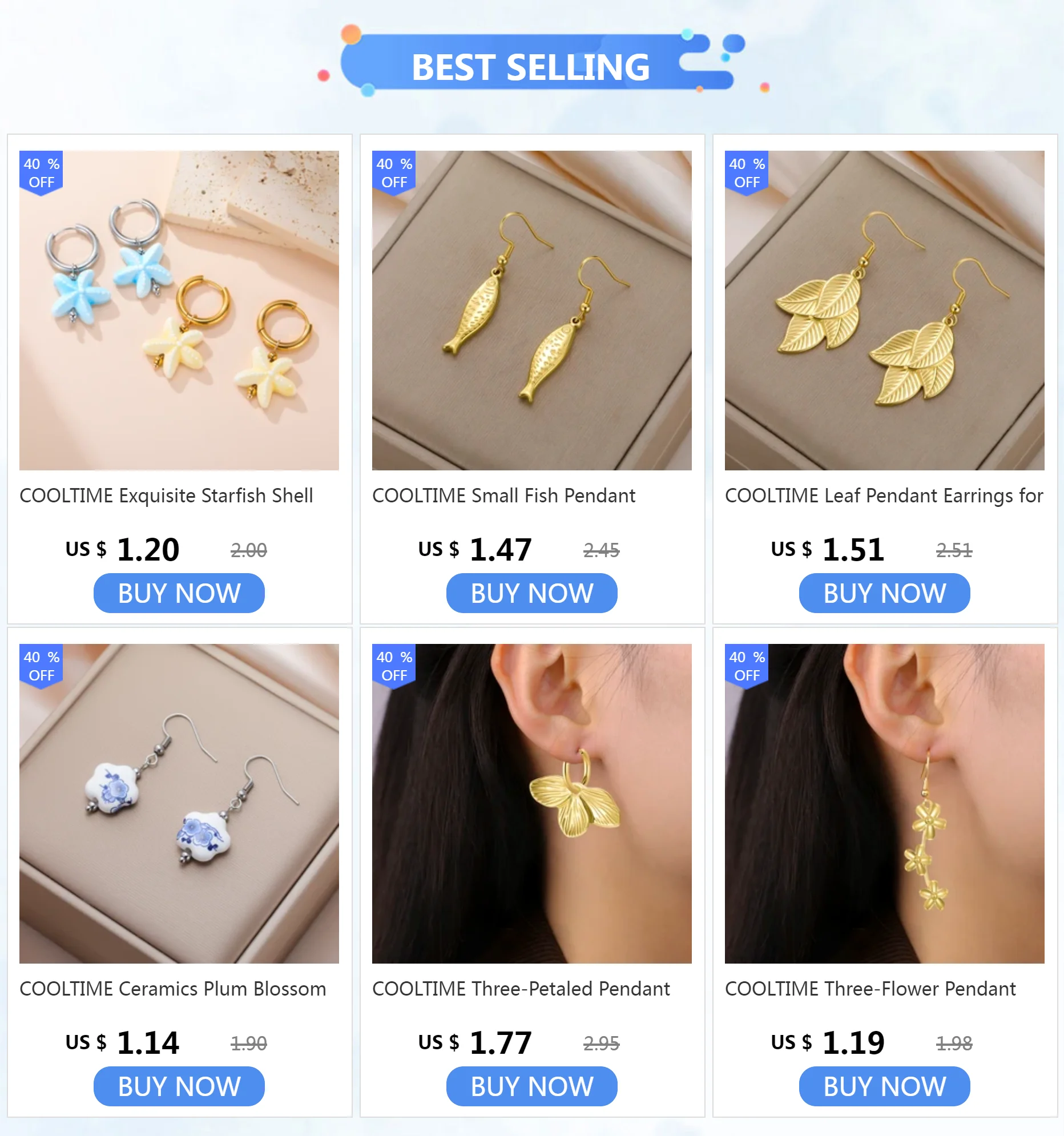 COOLTIME Mode Blume Baumeln Ohrringe für Frauen Edelstahl Gold Farbe Ohrring Schmuck Geschenk Großhandel – Detail 1