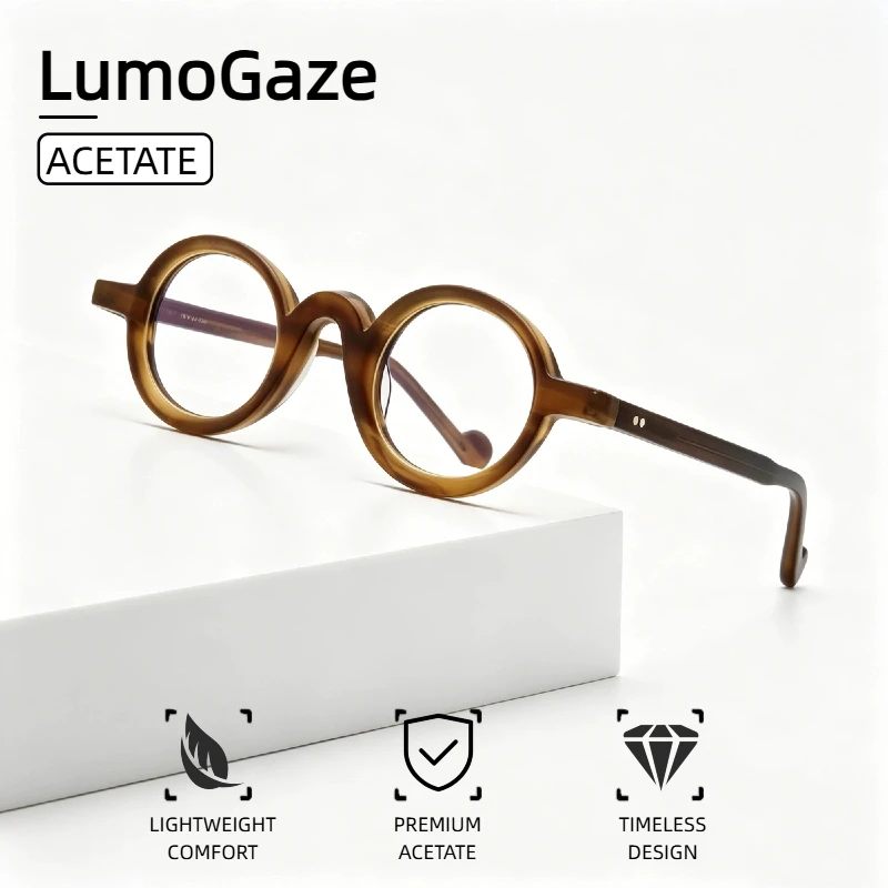 Image of Retro hochwertige kleine runde Rahmenbrille Retro hochwertige Acetatrahmen Mode dekorative Brille für Männer und Frauen