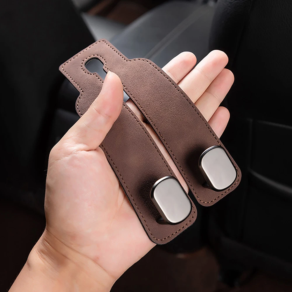 Ganci per auto universali 1Pc 2 in 1 Gancio per schienale per seggiolino auto in morbida pelle Gancio in lega portante di grandi dimensioni Accessori interni per auto