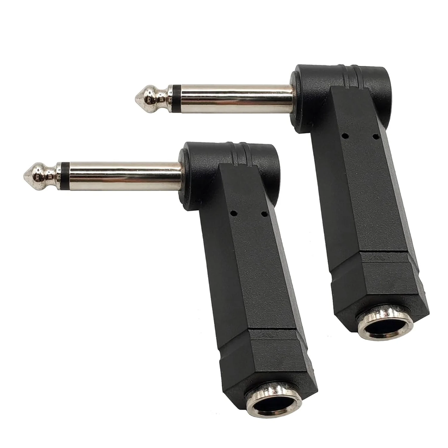 

2pcs 1/4" Right Angle TS Male to 6.35mm TS Female Adapter Mono Connector for Bottom Plug Guitar V-Shape Front Facing Jack Guitar