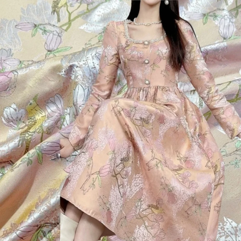 

Окрашенная в пряжу парчовая жаккардовая ткань, платье лилии, костюм, ветровка, пальто, модный европейский брендовый дизайн, шитье, оптовая продажа, ткань на метр