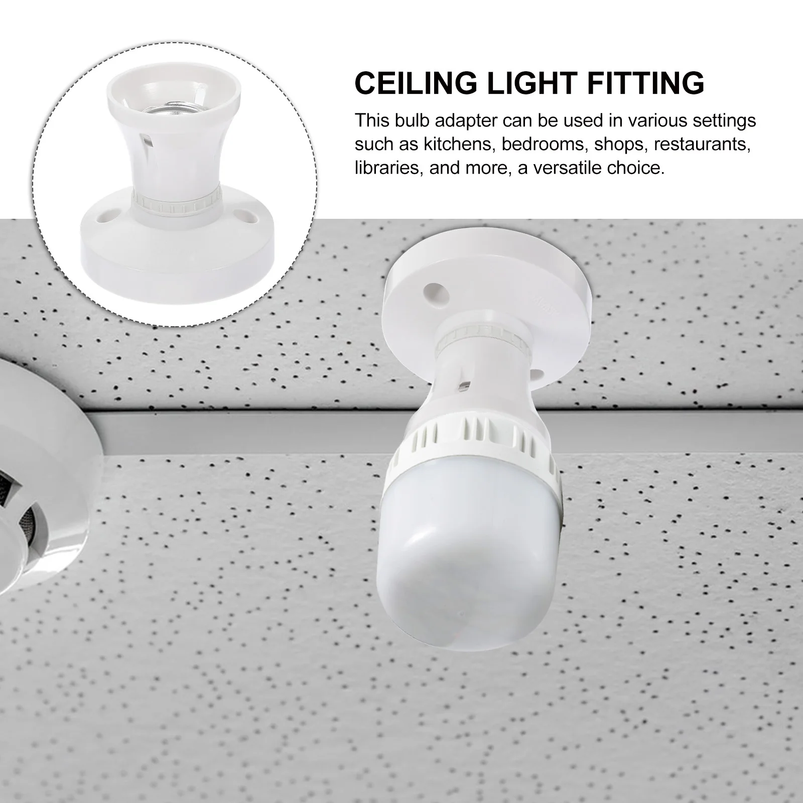 

5Pcs Light Bulb Socket Adapter E27 Lamp Base Easy Operation Durable Kitchen Bedroom Shop Use Ceiling Light Fitting