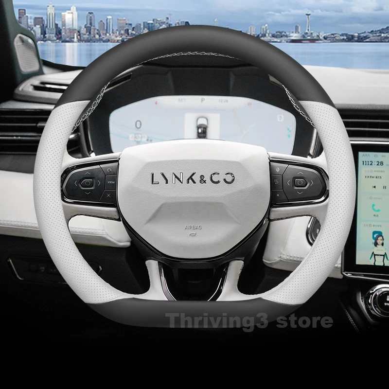 

Leather Car Steering Wheel Cover For Lynk&Co 01 PHEV 01 2022-2024 2025 wear-resistant Auto Steering Wheel Lynk&Co 01 Accessories