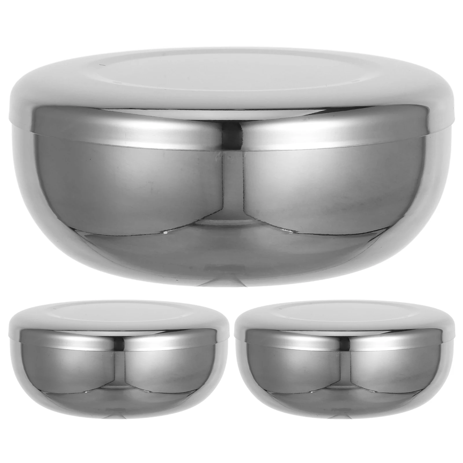 

3 Pcs Stainless Steel Rice Bowl Set Korean Kitchenware Cereal Bowls Container Metal