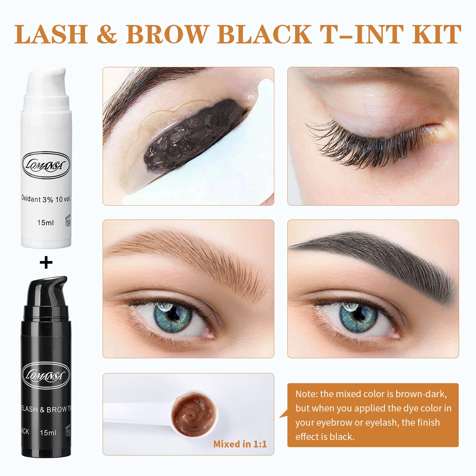 Lomansa 4 In 1 Lash Lift And Tint Kit Instant Fuller Eyelash Lift Brow Lamination Kit Fast Brow Tint and Voluminous Makeup Tools