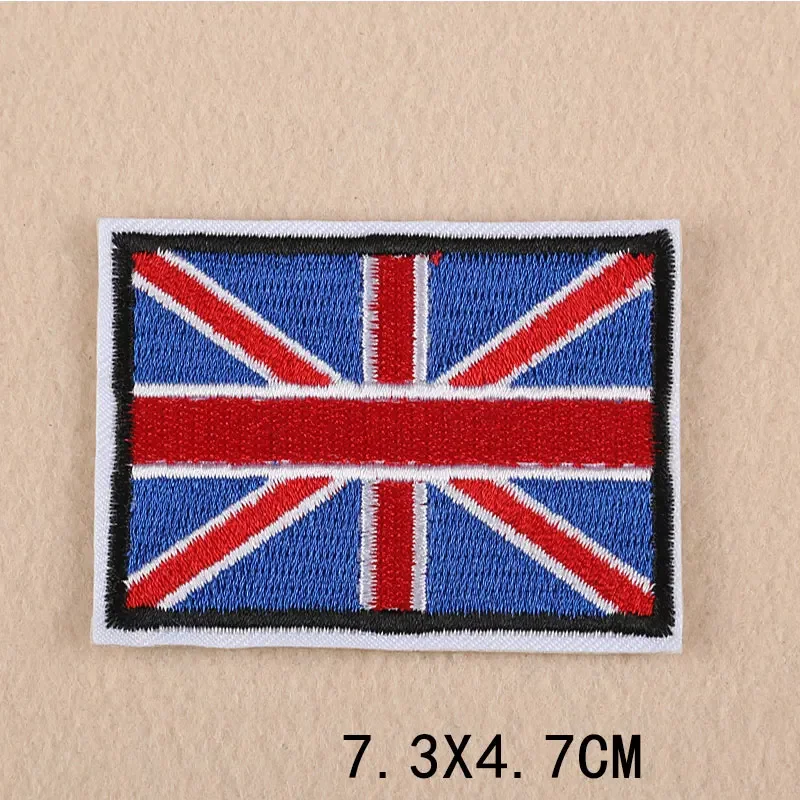 US Australia China England Flag Embroidery Patches for Clothing Iron on Clothes Jeans Bag Appliques Badge Stripe Sticker Craft