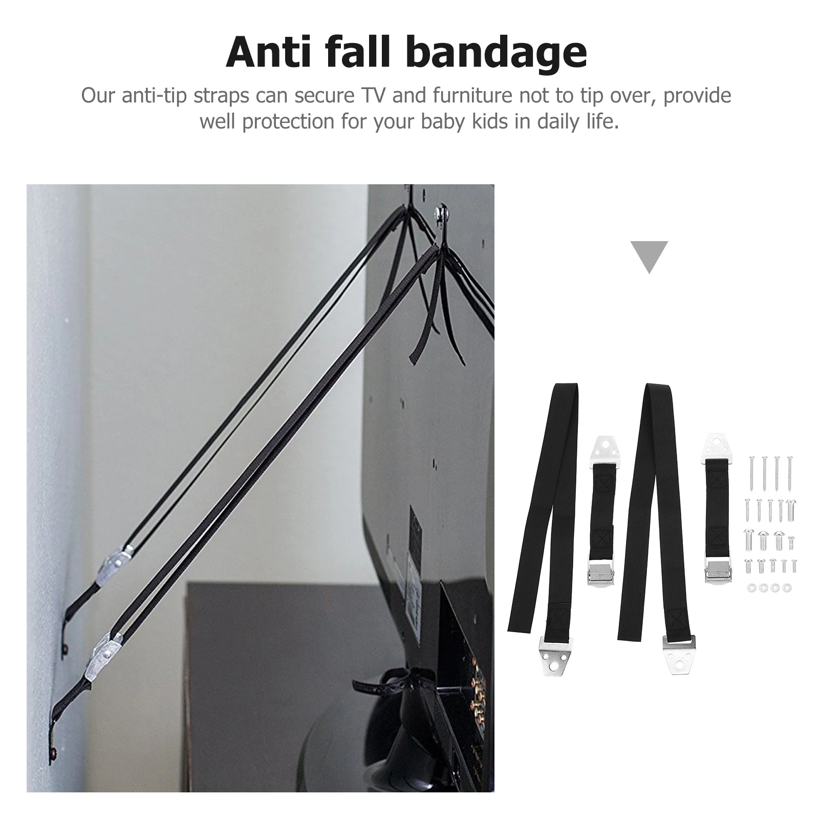 

2 Pcs Anti Tip Strap Heavy Duty Furniture Straps Screen Safety Fixing Belt Childproof Home Stabilizer Security for Shelves