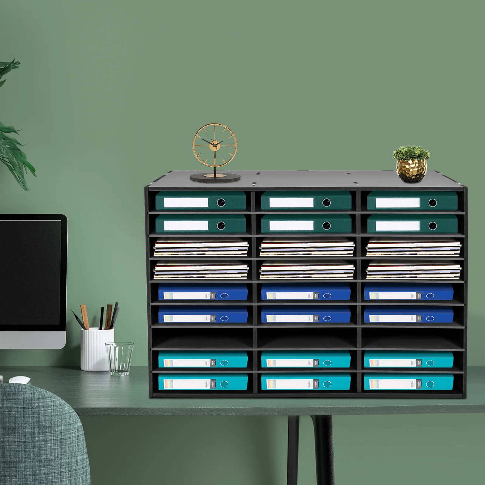 

27 Slots File Sorter Literature Organizer Mail Paper Storage Holder Open Design for Home, School, Office, and Other Places
