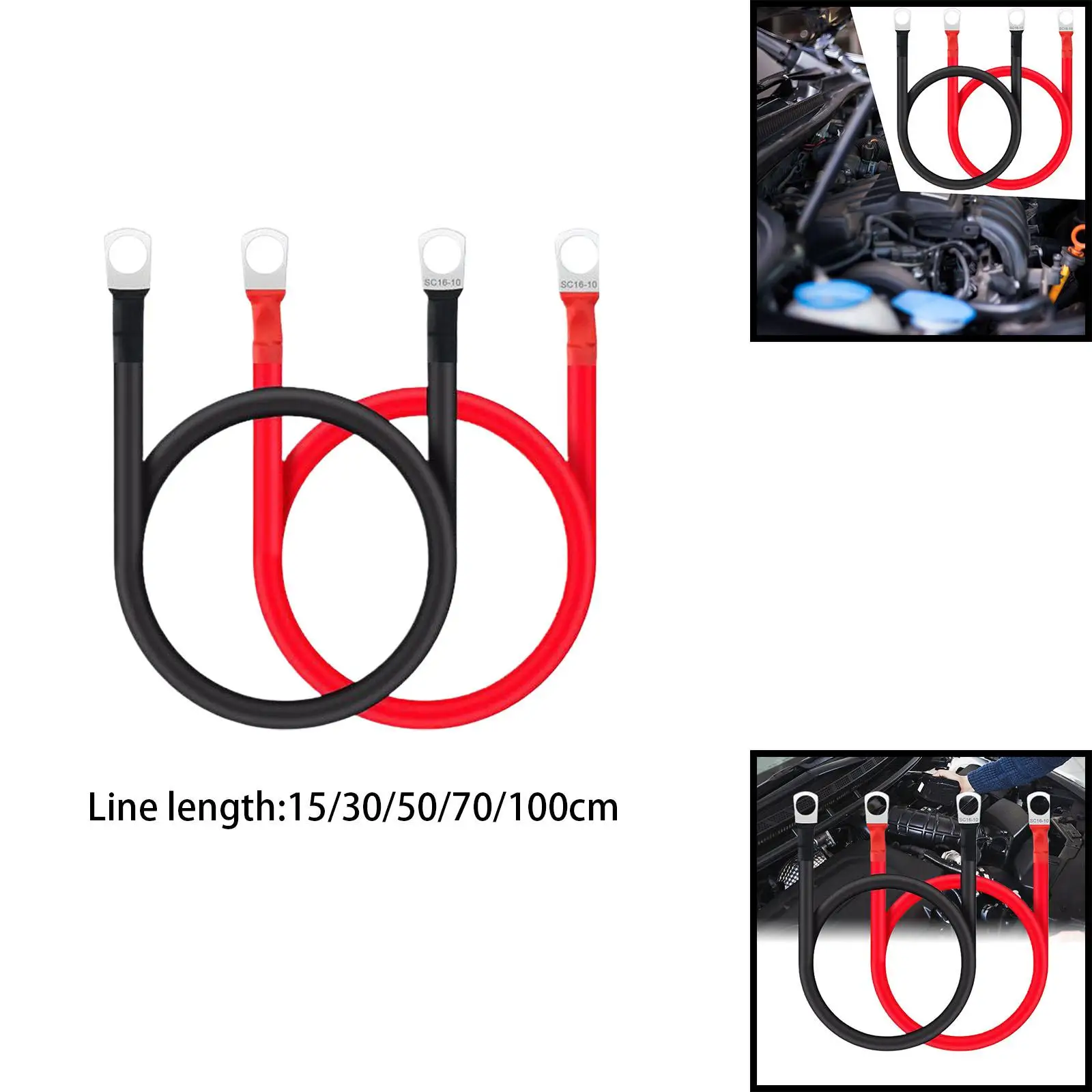 2 buah baterai kabel baterai tembaga kabel baterai meteran 5 AWG generik