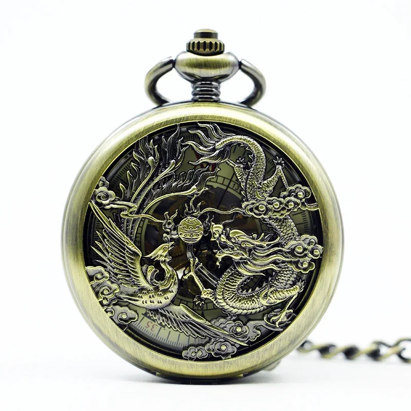 Exquisite Vintage Skeleton Mechanical Pocket Watches Collection Unisex Unisex Mens Pocket Watch Chain Clock PJX1272