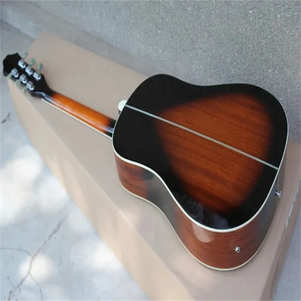 Tobacco-colored Blasting Acoustic Guitar Free Shipping in Stock