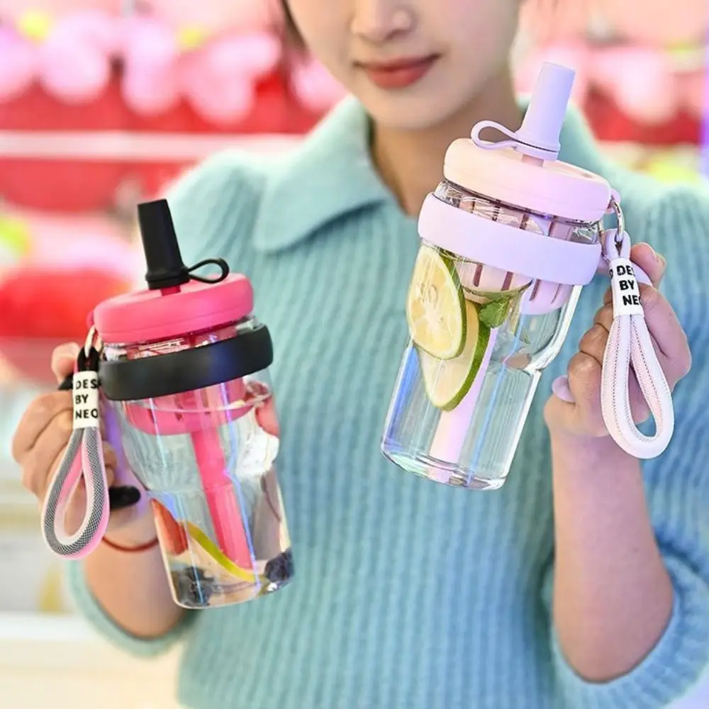 Good-looking Water Bottle with Straw Tea Infuser Leak-Proof Sports Water Bottle Colorful Large Capacity Lucky Belly Cup Home