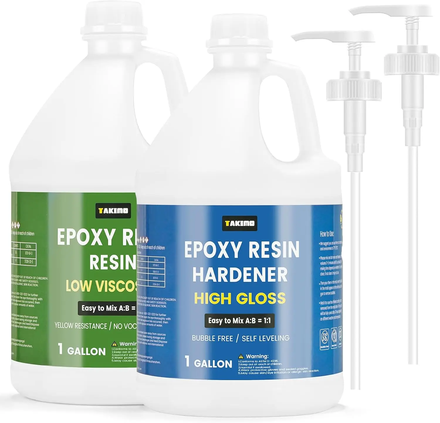 2 Gallon Crystal Clear Epoxy Resin With Pump,2 Part(1 Gallon Resin And 1 Gallon Hardener),No Bubble & Not Yellowing Resin For