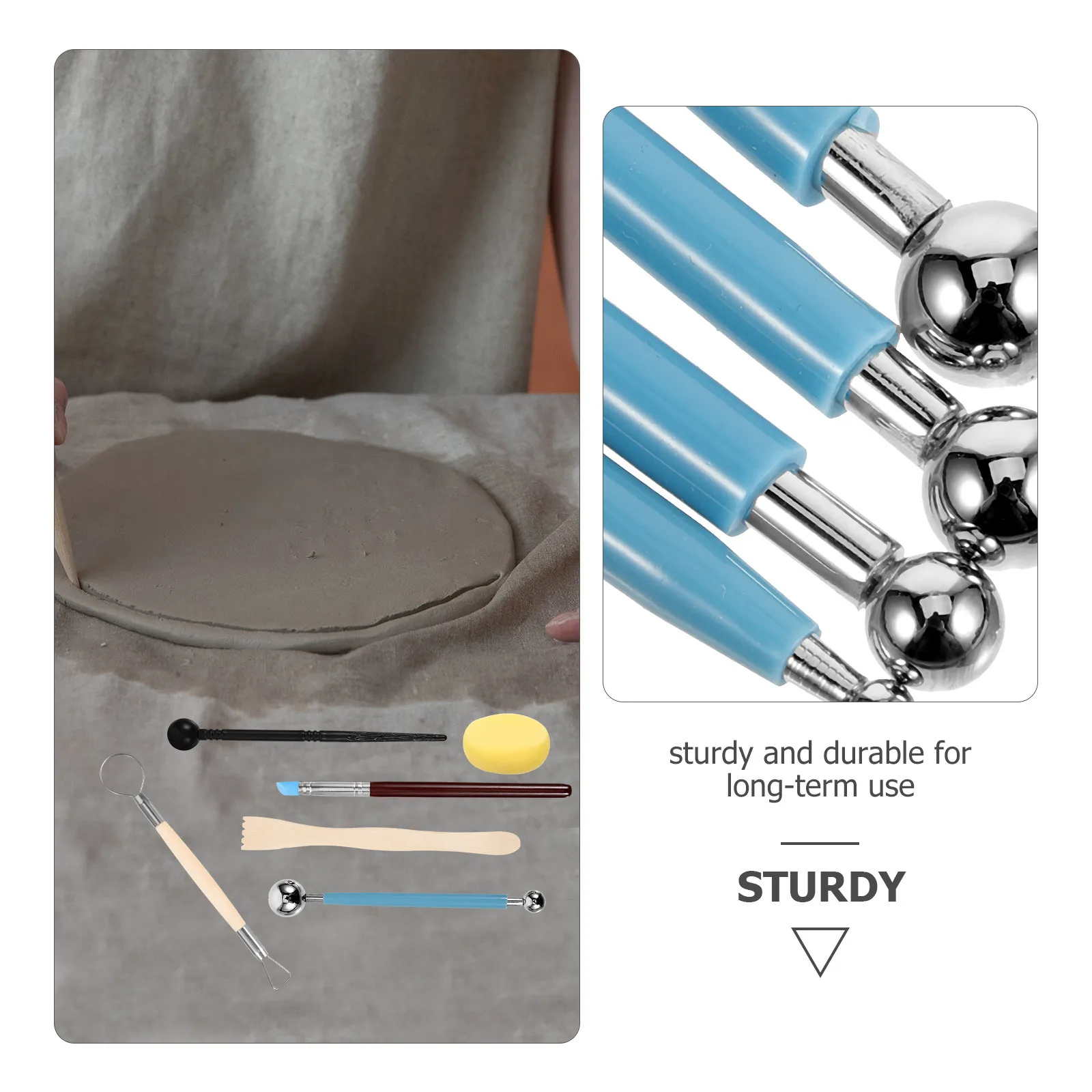 

1Set Pottery Clay Tools Set Ergonomic Handle for Sculpture Carving Forming Polymer Clay Scrapers Craft Supplies