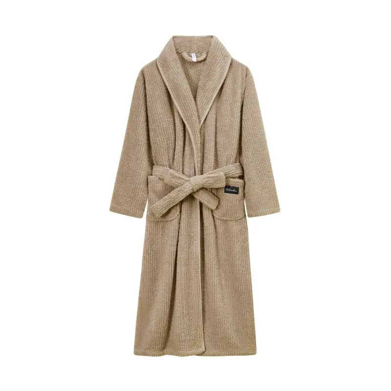 New autumn and winter coral fleece men's and women's bathrobes, couple pajama sets, extended bathrobes, thickened winter coats