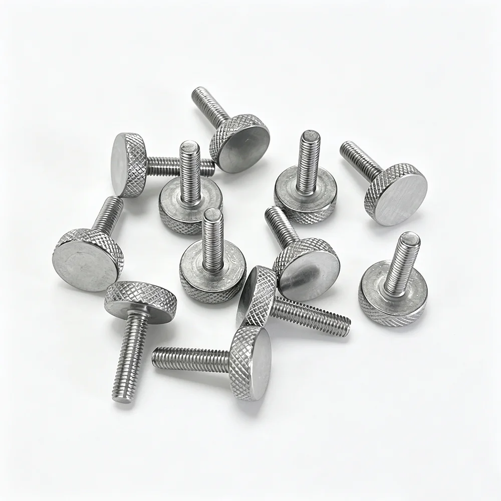 2-10pcs 304 Stainless Steel Knurl Flat Head Hand Tighten Thumb Curtain Wall Glass Screw M2 M2.5 M3 M4 M5 M6 M8 GB835