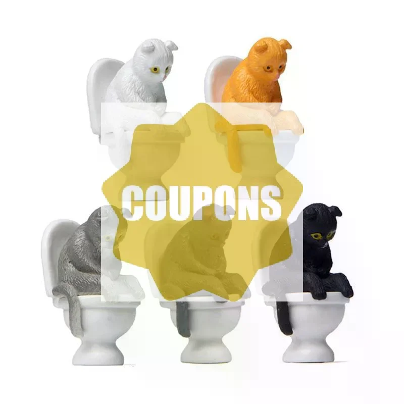Mini Toilet Cat Figurine Cute Cartoon Design 5 Different Colors For Home Desktop Decoration Garden Ornaments