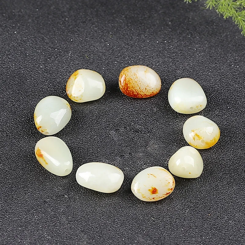 

Grade A Raw Hetian Jade Stone With Skin Nephrite Tumbled Stones Beads For Jewelry Making Diy Bracelet Necklace Accessories