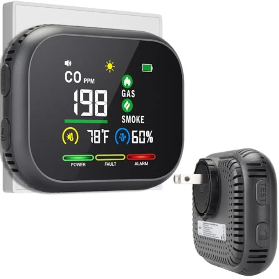 

Многофункциональный детектор угарного газа 10-в-1: портативный прибор для обнаружения дыма, природного газа, CO, температуры и влажности с сигнализацией