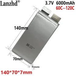 1-10pcs New 3.7V 6000mAh 7070140 60C DIY Battery Power Cell For Emergency Jump Starter scooter toy models Drone Battery