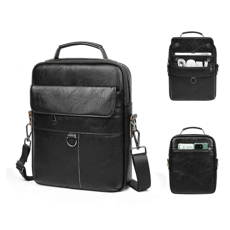 

Nesitu High Quality Vintage Brown Black PU Leather Men Women Shoulder Messenger Bags for Tablet Purse New M811