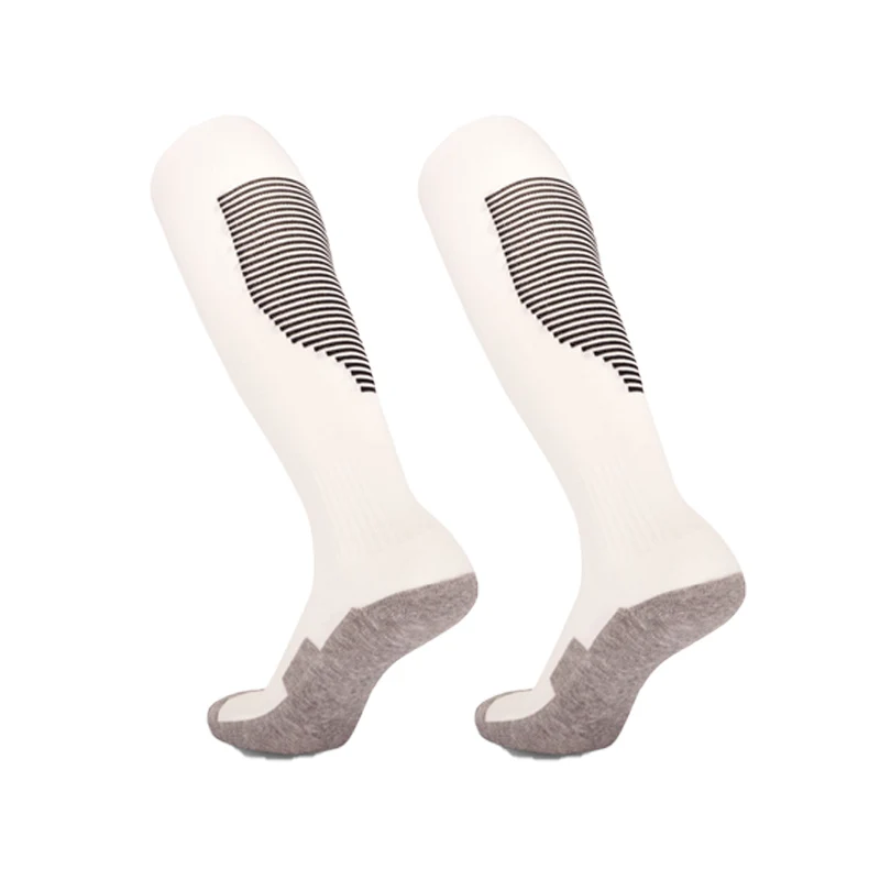 Streep Sportvoetbal Sokken Volwassen Kinderen Ademende Voetbalclub Knie Hoge Training Hardlopen Lange Kous Handdoek Bodem Sok Unisex