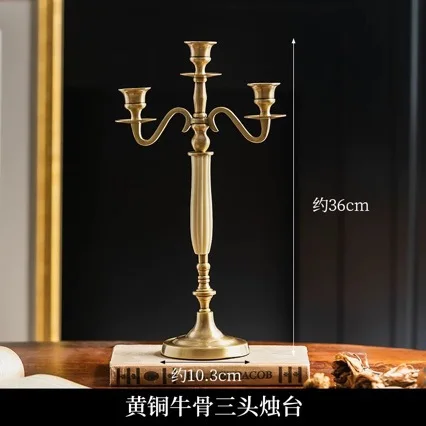 Zml table vertical candlestick atmosphere ornaments retro home brass aromatherapy candlestick decorations