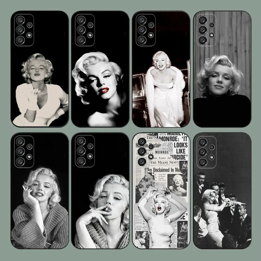 Custodia per telefono sexy M-Marilyn M-Monroe per Samsung Galaxy A20, A21s, A22, A31, A32, A52, A53, A72,73, A80, A91 Cover morbida nera