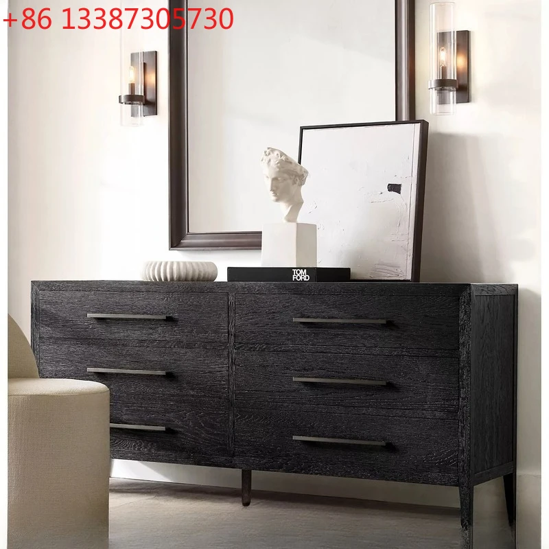 

Solid wood chest of drawers American country antique old drawer cabinet six chest of drawers living room