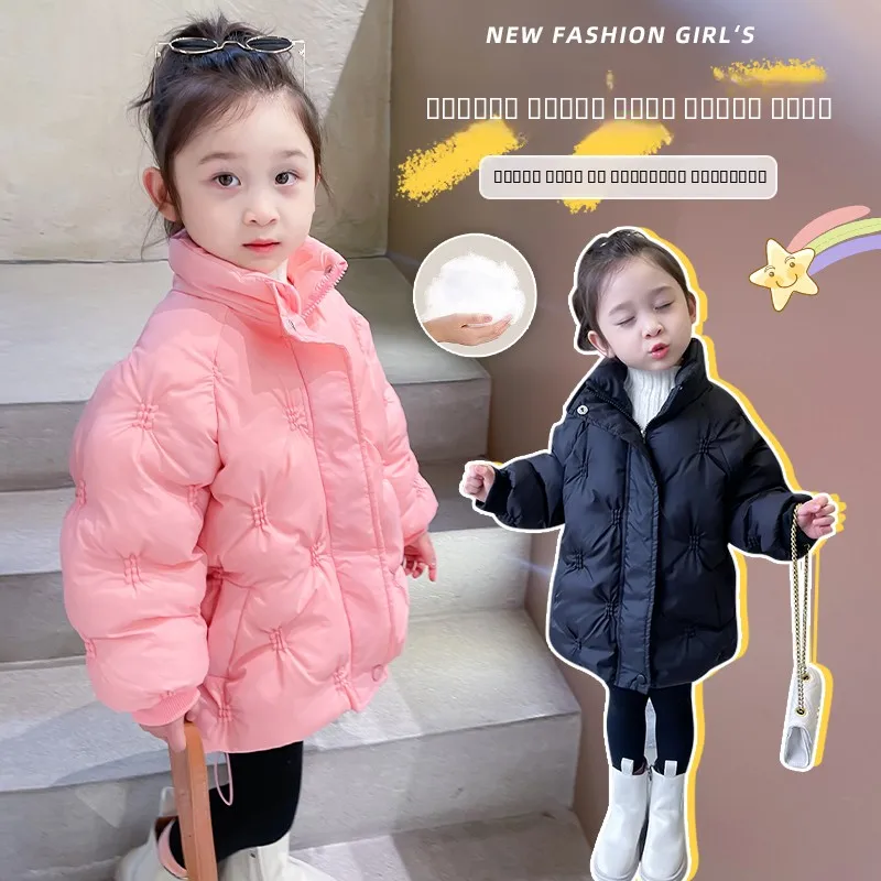 

Утепленная хлопковая куртка для девочек, зимняя одежда 2025, новая детская модная верхняя одежда, очень теплая куртка для малышей